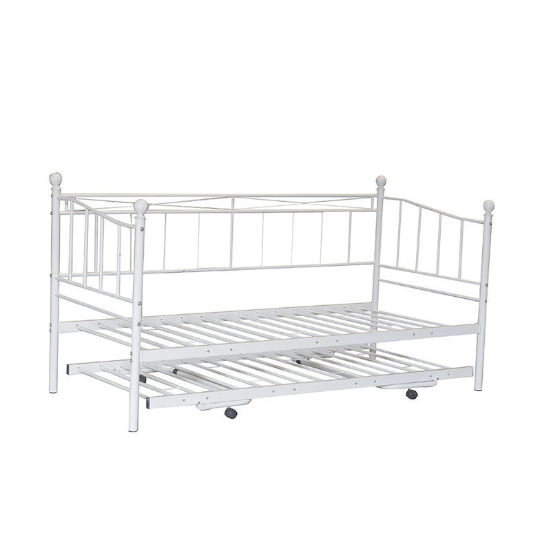 Black Finish Metal Daybed Frame Pop Up Trundle Twin Size Mildew Proof