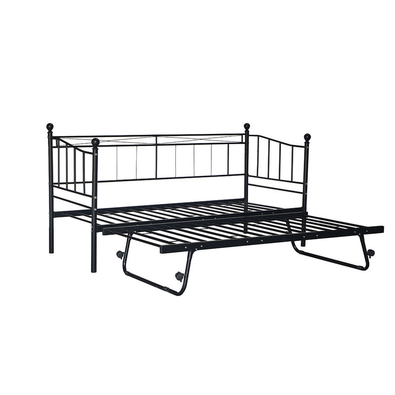 Full Size Modern Metal Daybed High Stablility With Pop Up Trundle Bed
