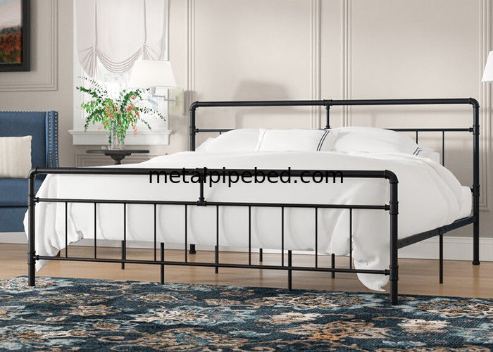 Best selling furniture industrial pipe black extra large steel metal bed frame